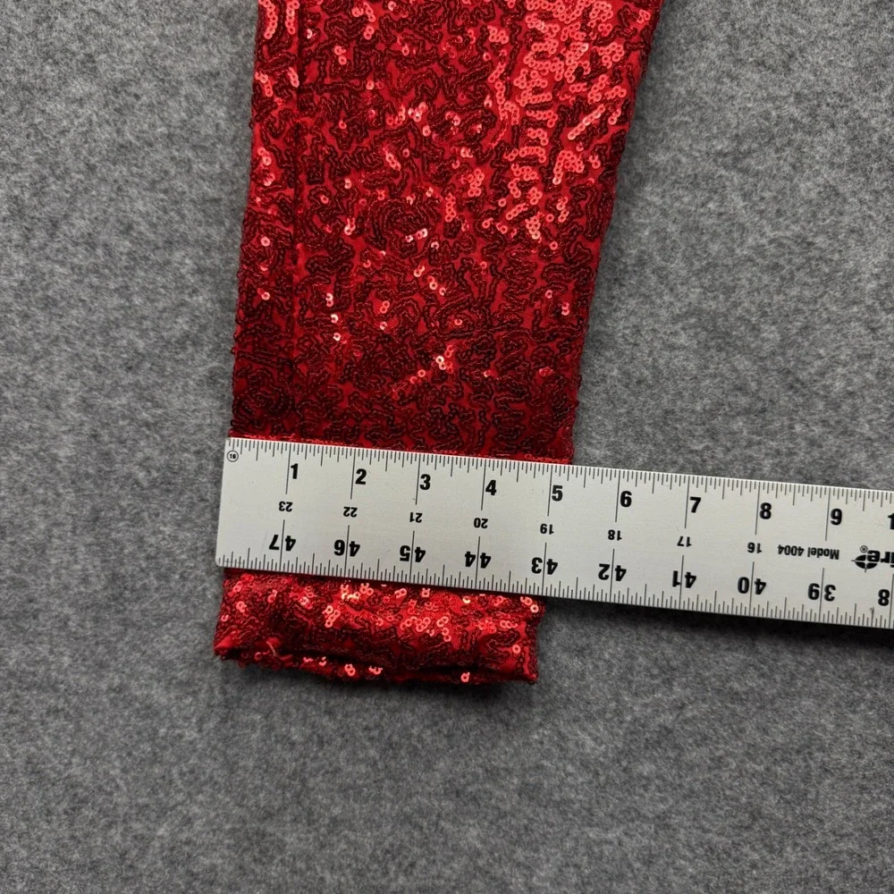Tipsy Elves Womens Red Sequin‎ High Waisted Leggings Size Medium NWT TE-CWP322M